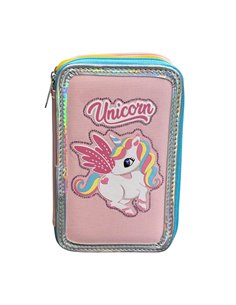 Penar neechipat cu 3 fermoare S-COOL SC3176, Motiv unicorn roz