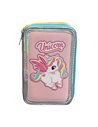 Penar neechipat cu 3 fermoare S-COOL SC3176, Motiv unicorn roz