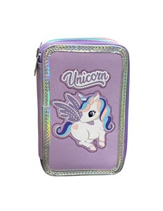 Penar neechipat cu 3 fermoare S-COOL SC3176, Motiv unicorn mov