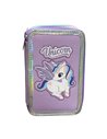 Penar neechipat cu 3 fermoare S-COOL SC3176, Motiv unicorn mov