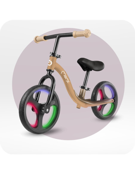 KC-ROBI00076,Bicicleta fara pedale cu roti led, momi isoka - beige