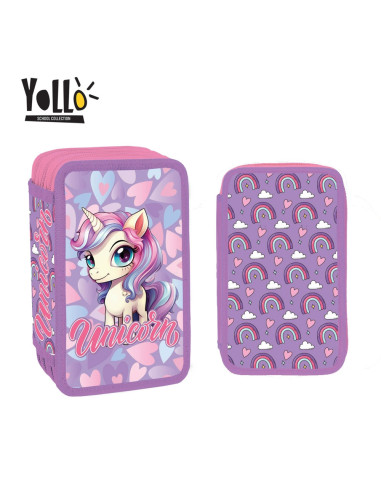 YL128,Penar echipat cu 3 fermoare, 38 piese YOLLO YL128, Motiv unicorn