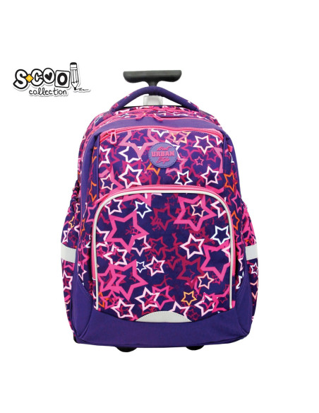 SC3204,Ghiozdan trolley Urban S-COOL SC3204, 46x34x20 cm, Motiv stars