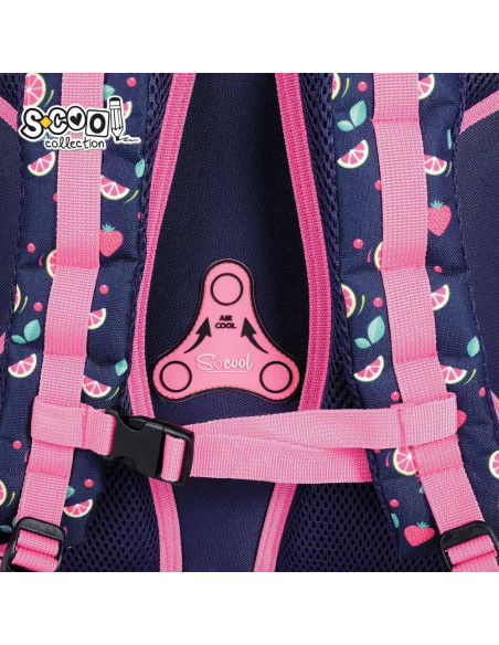 SC2945,Ghiozdan anatomic S-COOL SC2945, 39x33x18 cm, Motiv berry good