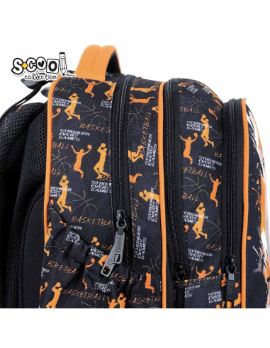 SC2946,Ghiozdan anatomic S-COOL SC2946, 39x33x18 cm, Motiv basketball
