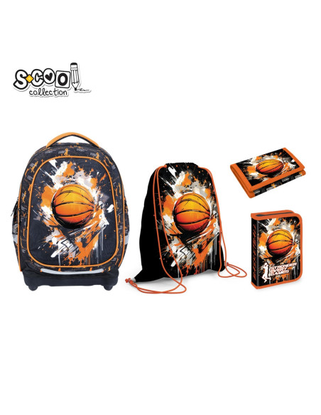 SC3210,Set Micul Scolar S-COOL SC3210: Ghiozdan, Penar echipat, Sac Sport, Portofel, Basketball