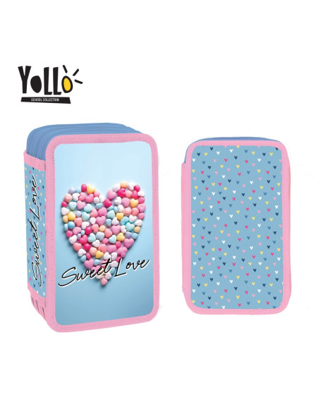 YL129,Penar echipat cu 3 fermoare, 38 piese YOLLO YL129, Motiv sweet love