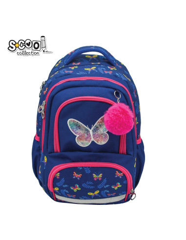 SC2965,Ghiozdan ergonomic, compartiment laptop, BUTTERFLY, 42x31x16 cm - S-COOL