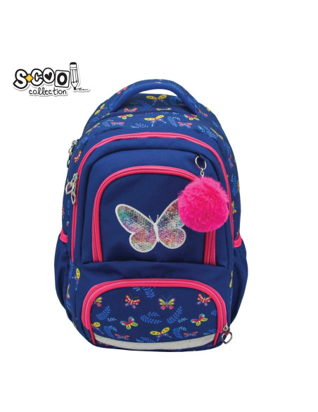 SC2965,Ghiozdan ergonomic, compartiment laptop, BUTTERFLY, 42x31x16 cm - S-COOL