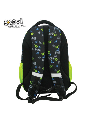 SC2968,Ghiozdan ergonomic, compartiment laptop, GAME OVER, 42x31x16 cm - S-COOL