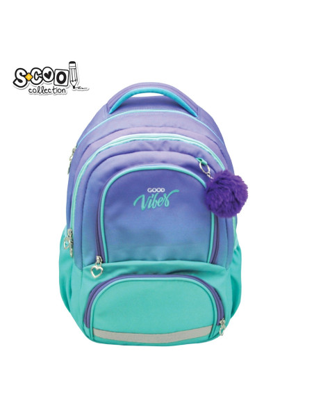 SC2966,Ghiozdan ergonomic, compartiment laptop, GOOD VIBES, 42x31x16 cm - S-COOL