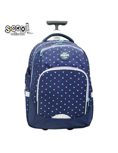SC3203,Ghiozdan trolley Urban, HEARTS, 46x34x20 cm - S-COOL