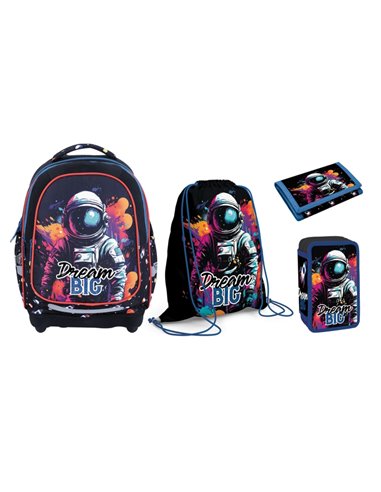 Set Micul Scolar: Ghiozdan, Penar echipat, Sac Sport, Portofel, Dream Big - S-COOL