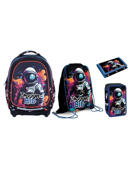 Set Micul Scolar: Ghiozdan, Penar echipat, Sac Sport, Portofel, Dream Big - S-COOL Set Micul Scolar: Ghiozdan, Penar echipat, Sac Sport, Portofel, Dream Big - S-COOL