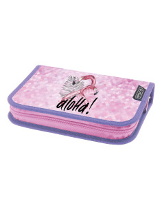 400198261,Penar neechipat, fermoar ascuns, interior textil, dimensiune 13.5 x 19.5 x 3 cm, motiv pink flamingo