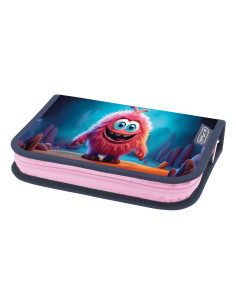400198267,Penar neechipat cu 1 clapa, fermoar ascuns, interior textil, dimensiune 13.5 x 19.5 x 3 cm, motiv pink monster