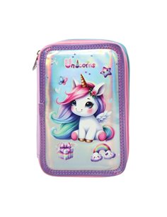 Penar neechipat cu 3 fermoare S-COOL SC3175, Fancy unicorn, Mov
