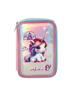 Penar neechipat cu 3 fermoare S-COOL SC3175, Fancy unicorn, Roz