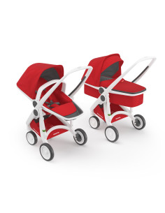 KC-ABCDWHITEREDV16,Carucior 2 in 1, greentom, 100% ecologic, white red