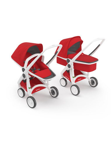 KC-ABCDWHITEREDV16,Carucior 2 in 1, greentom, 100% ecologic, white red
