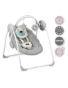 KC-BULE00015,Leagan pentru bebelusi, momi liss bear, gri/turcoaz, 5 viteze de balansare, cronometru, alimentare baterii, 8 melod