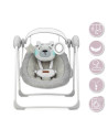 KC-BULE00015,Leagan pentru bebelusi, momi liss bear, gri/turcoaz, 5 viteze de balansare, cronometru, alimentare baterii, 8 melod