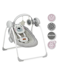 KC-BULE00014,Leagan pentru bebelusi, momi liss bear pink, 5 viteze de balansare, cronometru, alimentare baterii, 8 melodii, 2 ju