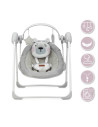 KC-BULE00014,Leagan pentru bebelusi, momi liss bear pink, 5 viteze de balansare, cronometru, alimentare baterii, 8 melodii, 2 ju