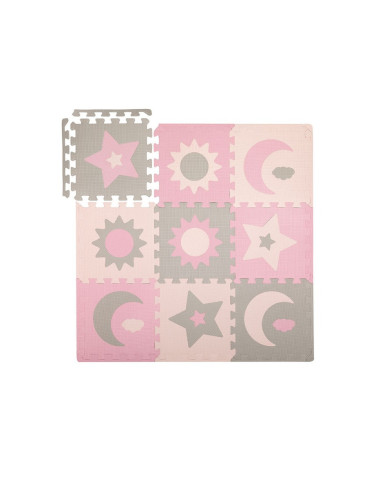 KC-AKCE00030,Covoras de joaca puzzle 93x93 cm momi, nebe - pink