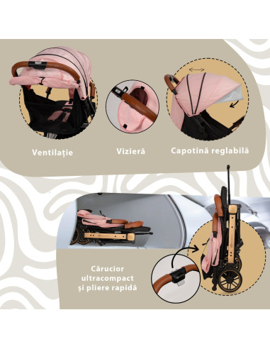KC-AK275923,Carucior sport appekids travel, ultracompact, tip troller - pink