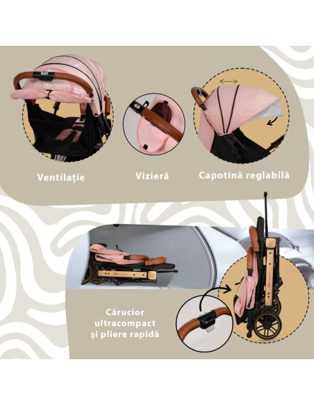 KC-AK275923,Carucior sport appekids travel, ultracompact, tip troller - pink