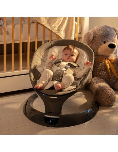 KC-AK275961,Leagan electric pentru bebelusi, cu spatar reglabil si senzor de miscare, appekids evoque - powder grey