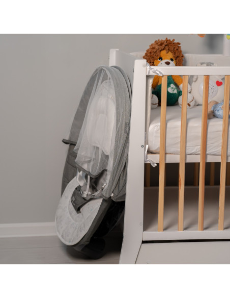KC-AK275961,Leagan electric pentru bebelusi, cu spatar reglabil si senzor de miscare, appekids evoque - powder grey
