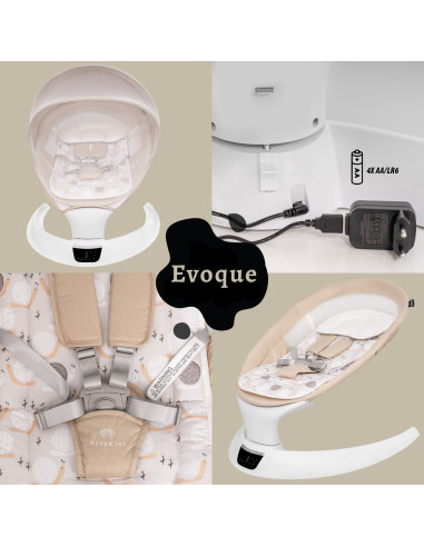 KC-AK275978,Leagan electric pentru bebelusi, cu spatar reglabil si senzor de miscare, appekids evoque - bubble beige KC-AK275978,Leagan electric pentru bebelusi, cu spatar reglabil si senzor de miscare, appekids evoque - bubble beige