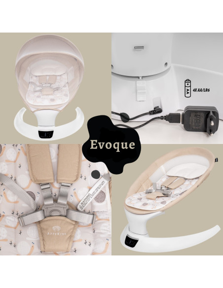 KC-AK275978,Leagan electric pentru bebelusi, cu spatar reglabil si senzor de miscare, appekids evoque - bubble beige KC-AK275978,Leagan electric pentru bebelusi, cu spatar reglabil si senzor de miscare, appekids evoque - bubble beige