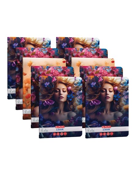 Set 10 x Caiet dictando Herlitz A5, 48 file, 70g/mp, colturi rotunjite, Motiv Beauty