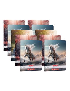 Set 10 x Caiet dictando Herlitz A5, 48 file, 70g/mp, colturi rotunjite, Motiv Unicorn