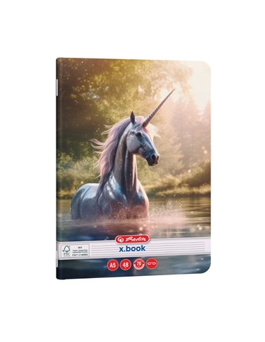 Set 10 x Caiet dictando Herlitz A5, 48 file, 70g/mp, colturi rotunjite, Motiv Unicorn