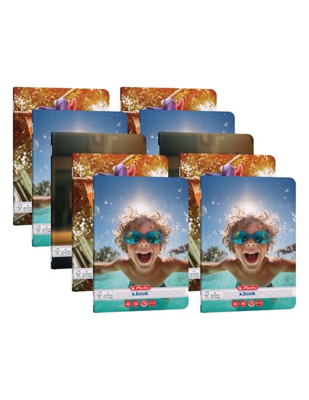 Set 10 x Caiet matematica Herlitz A5, 48 file, 70g/mp, colturi rotunjite, Motiv Sports