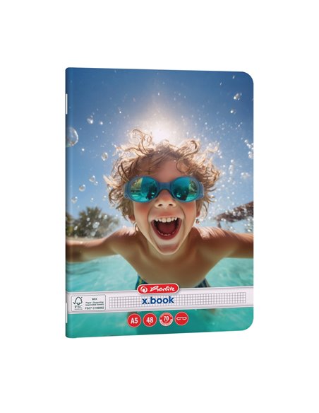 Set 10 x Caiet matematica Herlitz A5, 48 file, 70g/mp, colturi rotunjite, Motiv Sports