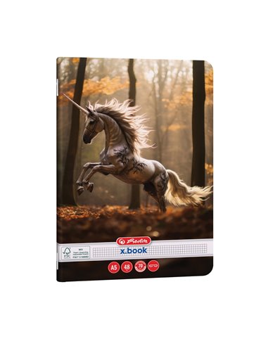 Set 10 x Caiet matematica Herlitz A5, 48 file, 70g/mp, colturi rotunjite, Motiv Unicorn