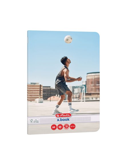 Caiet matematica Herlitz A4, 60 file, 70g/mp, colturi rotunjite, Motiv Sports