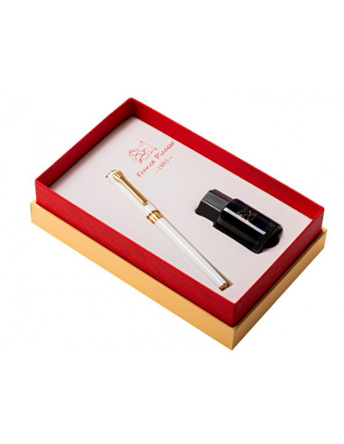 Set cadou stilou + calimara PICASSO 688S/W, Alb
