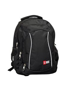Ghiozdan scoala St.Right cu 4 compartimente, 43X32X20 cm, Negru