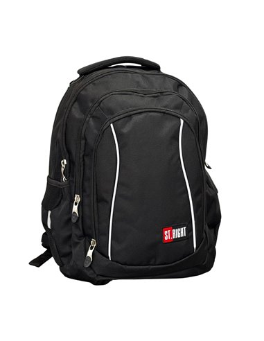 Ghiozdan scoala St.Right cu 4 compartimente, 43X32X20 cm, Negru
