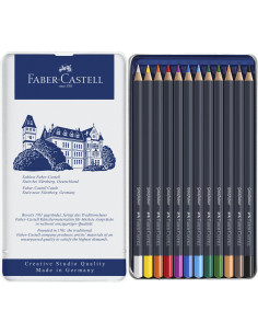 Creioane colorate 12 culori goldfaber cutie metal faber-castell 2