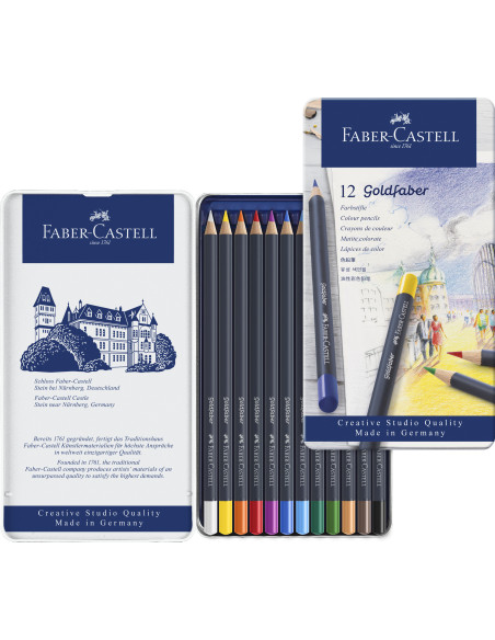 FC114712,Creioane colorate Goldfaber Faber-Castell FC114712, 12 culori, cutie metal