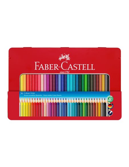 Creioane Colorate Grip 2001 Faber-Castell, 36 culori, cutie metal