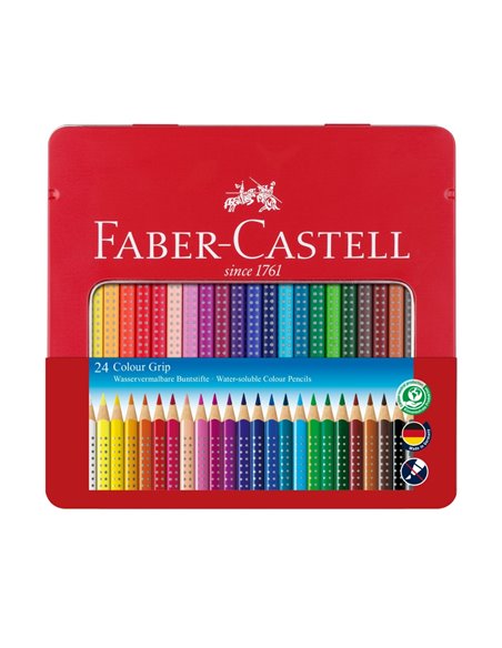 Creioane Colorate Grip 2001 Faber-Castell, 24 culori, cutie metal