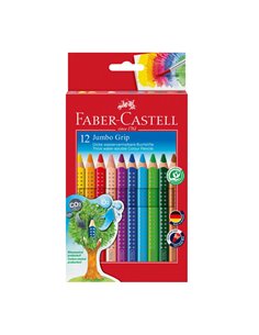 Creioane Colorate Faber-Castell FC110912 Jumbo Grip, 12 culori + ascutitoare